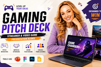 design gaming pitch deck, streamer presentation slides expert