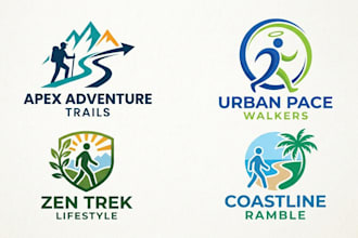 design a professional walk logo for fitness, travel, and lifestyle brands