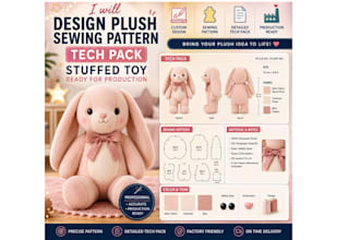 design plush sewing pattern tech pack stuffed toy ready for production