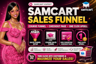 do samcart sales funnel, course sales funnel, checkout page, one click upsell