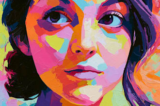 draw abstract painting art , abstract portrait, oil paint