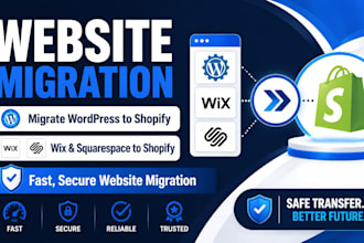migrate wordpress wix squarespace website to shopify