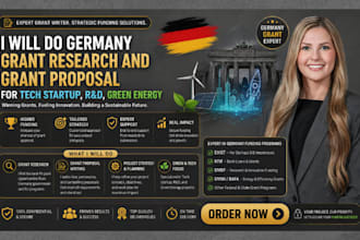 do germany grant research and grant proposal for tech startup, rd, green energy