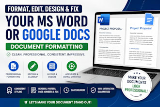 format, edit, design, and fix your ms word or google docs document formatting