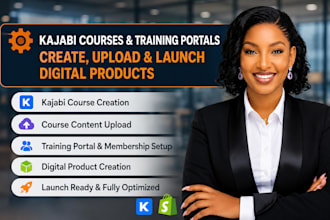setup kajabi courses,creation,online course, course upload,training portal