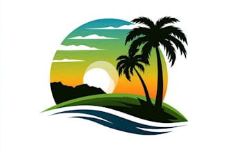 design beach landscape and lawncare logo