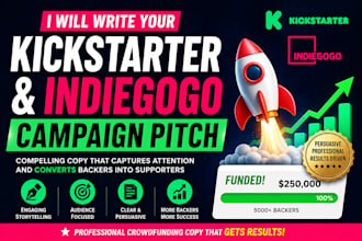 write your kickstarter or indiegogo crowdfunding campaign pitch