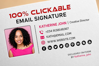 design email signature, clickable html signature for gmail, or outlook