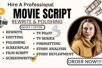 write, polish, line edit your film script tv series or screenplay in final draft
