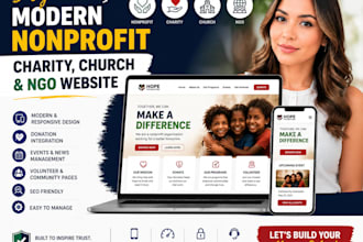 design a modern nonprofit, charity, church and ngo website