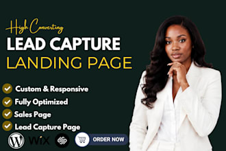 lead capture wix landing page design, landing page design