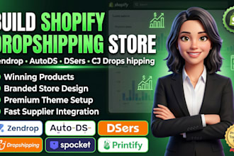 build branded shopify dropshipping website store via zendrop autods an cj autods