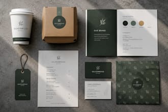 design restaurant brand identity, food logo, menu design, and branding kit