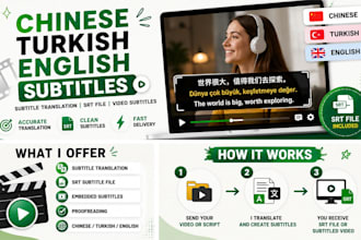 add chinese turkish and english subtitles
