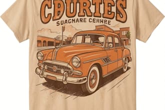 draw classic cars illustration for tshirt with vintage style