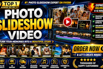 create amazing photo slideshow video for birthday, memorial, funeral and events