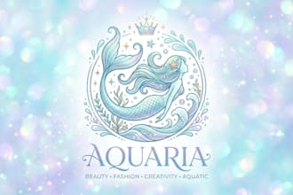 design a magical mermaid logo for beauty, fashion, aquatic, and creative brands
