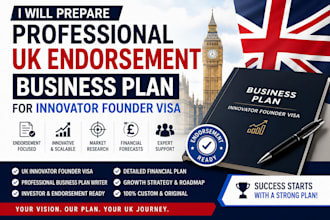 prepare  professional UK endorsement business plan for innovator founder visa