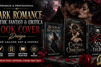 design a premium dark romance, gothic fantasy, and erotica book cover for amazon