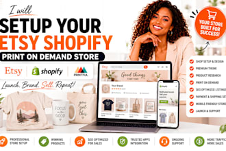 setup etsy shopify print on demand printify printful etsy print on demand store