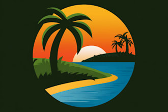 design beach landscape and lawncare logo