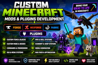 develop custom minecraft forge, neoforge, fabric mods and plugins