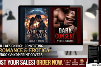 design erotica or romance ebook cover and KDP print book cover design