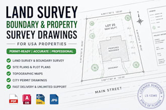 do land survey, boundary survey and property survey for USA, florida city permit
