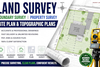 prepare land survey, property survey, boundary survey and topographic plans