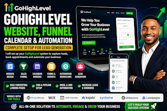 set up gohighlevel, website, funnel, calendar, form and automation