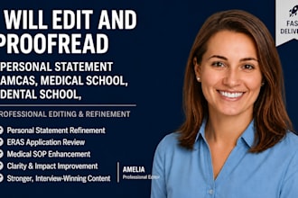 edit, proofread, medical school amcas residency dental school personal statement