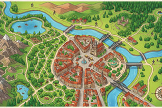 design unique illustrated map, vector illustration, city map and adventure maps