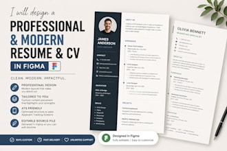 design professional  modern resume template  CV writing cover letter in figma