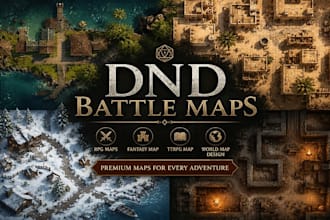create dnd battle maps, rpg maps, fantasy map, ttrpg map, world map design