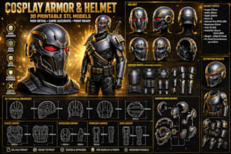 create cosplay armor, helmet and game prop 3d printable models
