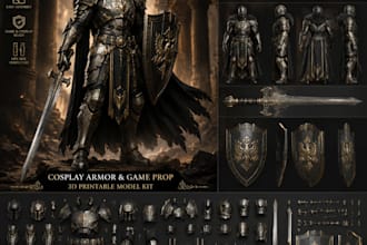create cosplay armor, helmet and game prop 3d printable models