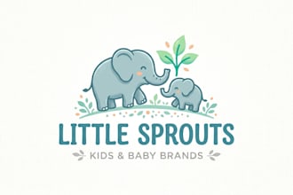 design a cute and professional baby shop logo for kids and baby brands