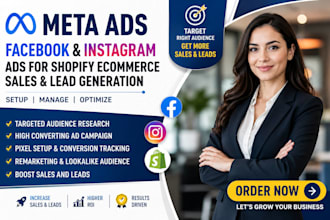 manage setup meta facebook ads shopify ecommerce sales lead generation