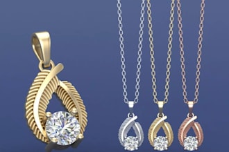 create custom moissanite diamond pendant and necklace cad models with stl files