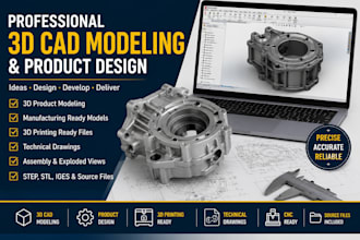 do 3d cad modeling product design, 3d printing cad design, rendering