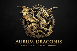 design a majestic golden dragon logo for luxury brands, gaming, and businesses