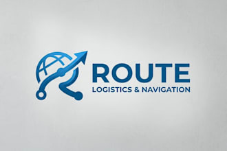 design a professional route logo for travel, logistics, transportation