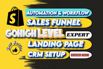 create a landing page, sales funnel, CRM setup, and automation workflow