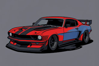 design car illustration t shirt and automotive apparel