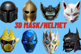 create 3d mask 3d armor 3d helmet wearable mask knight helmet cosplay model