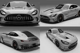 create 3d car model automotive vehicle design full body kit render engine block