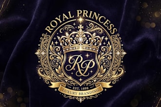 design a beautiful princess logo with elegant, magical, and luxury branding