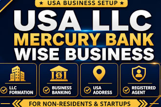 create USA llc, mercury bank, wise business, USA address and proof of address