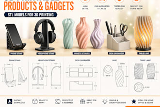 design functional 3d printable products, gadgets and stl models