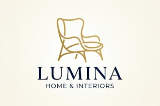 design a professional chair logo for furniture, interior, and home decor brands